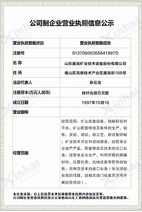 鑫海营业执照信息