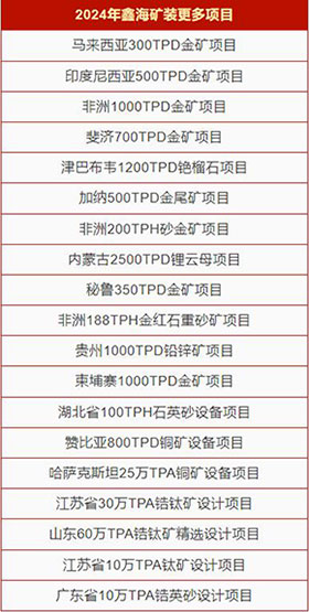 2024年鑫海矿业部分选矿项目